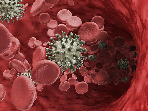 HIV infection in blood veins